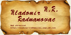 Mladomir Radmanovac vizit kartica
